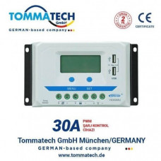TommaTech 30A 12/24V 2USB PWM Şarj Kontrol Cihazı